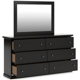 Maribel Black Twin Panel Bed, Dresser, Mirror, Chest and Nightstand - Ornate Home