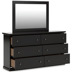Maribel Black Twin Panel Bed, Dresser, Mirror, Chest and Nightstand - Ornate Home