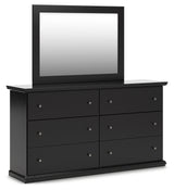 Maribel Black Twin Panel Bed, Dresser, Mirror and 2 Nightstands - Ornate Home