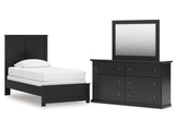 Maribel Black Twin Panel Bed, Dresser and Mirror (Online Special Price) - Ornate Home