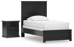Maribel Black Twin Panel Bed and Nightstand - Ornate Home