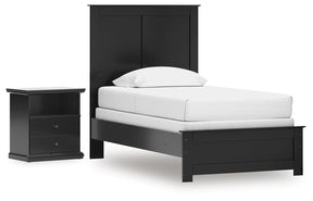 Maribel Black Twin Panel Bed and Nightstand - Ornate Home
