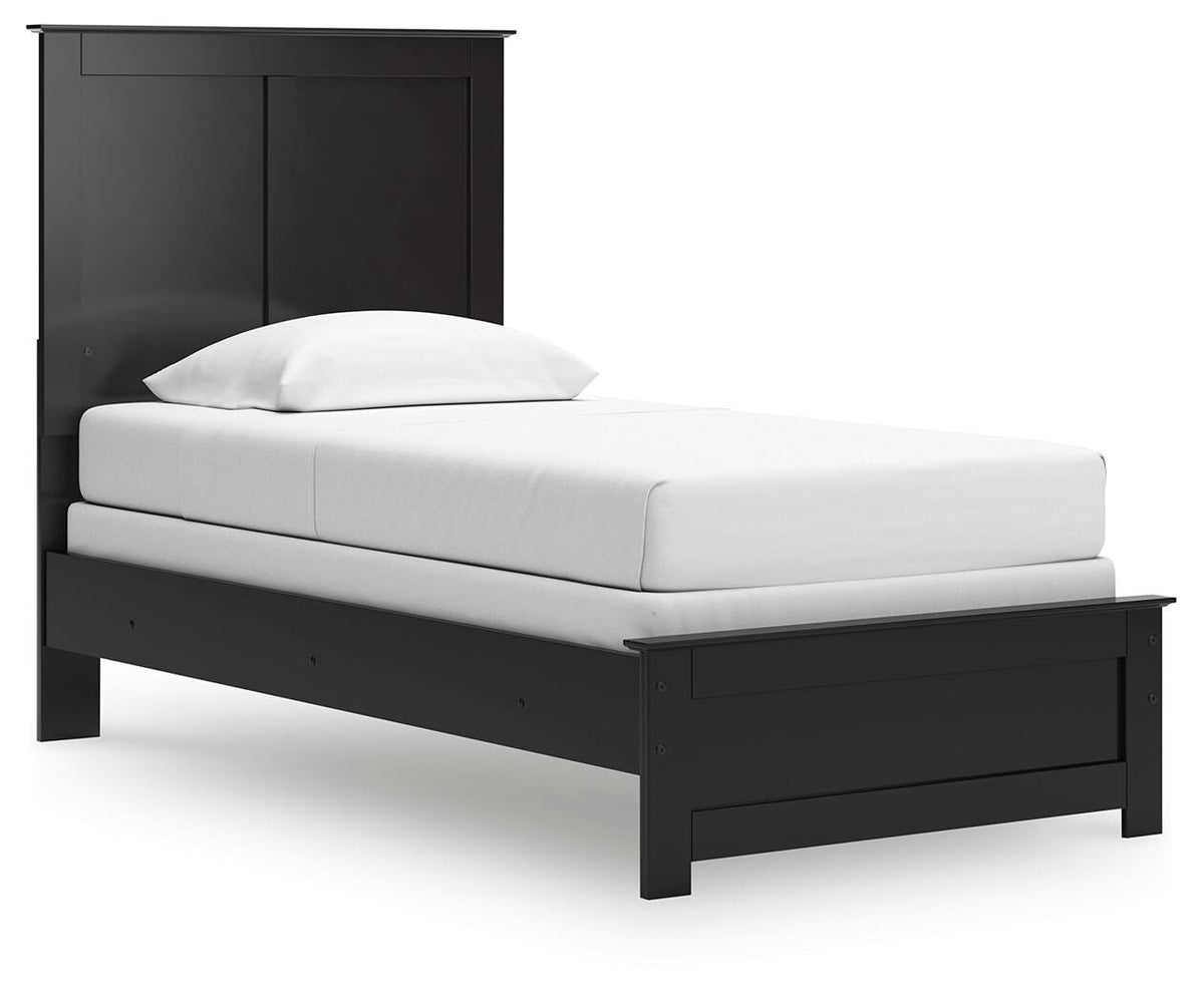 Maribel Black Twin Panel Bed and Nightstand - Ornate Home