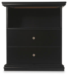 Maribel Black Twin Panel Bed and Nightstand - Ornate Home