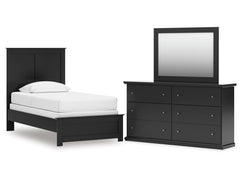 Maribel Black Twin Panel Bed, Dresser and Mirror - Ornate Home