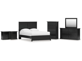 Maribel Queen Panel Bed, Dresser, Mirror, Chest and 2 Nightstands - Ornate Home