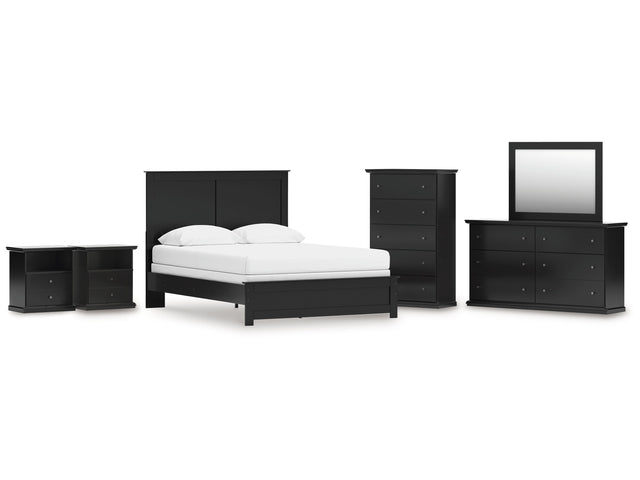 Maribel Queen Panel Bed, Dresser, Mirror, Chest and 2 Nightstands - Ornate Home