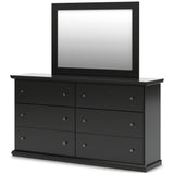 Maribel Black Twin Panel Bed, Dresser, Mirror, Chest and Nightstand - Ornate Home