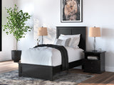 Maribel Black Twin Panel Bed, Dresser, Mirror and 2 Nightstands - Ornate Home