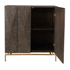 Marico Brass/Woodtone 2 Door Mindi Cabinet - Ornate Home