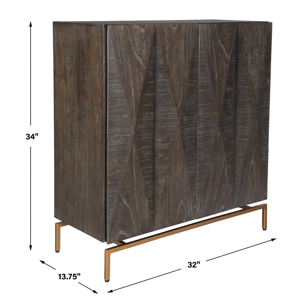 Marico Brass/Woodtone 2 Door Mindi Cabinet - Ornate Home