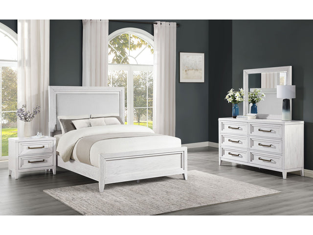Marielle Distressed White 4-piece California King Bedroom Set - Ornate Home