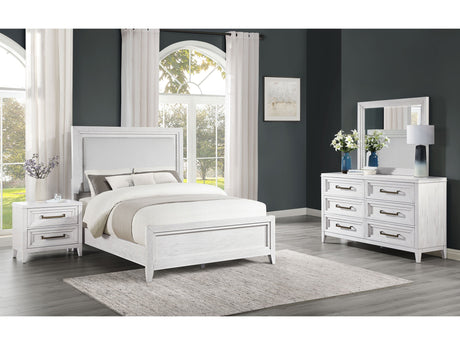 Marielle Distressed White 4-piece Eastern King Bedroom Set - Ornate Home