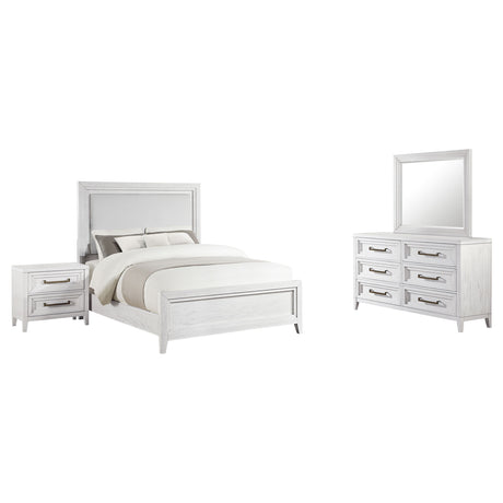 Marielle Distressed White 4-piece Queen Bedroom Set - Ornate Home