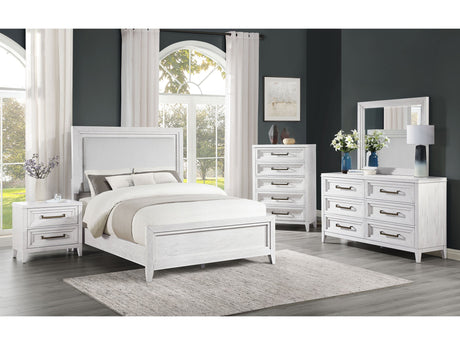 Marielle Distressed White 5-piece Queen Bedroom Set - Ornate Home