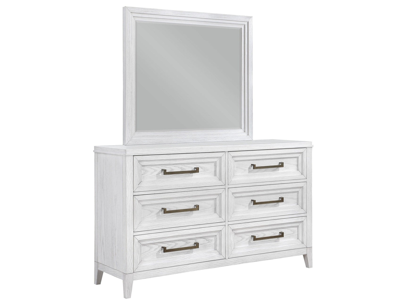 Marielle Distressed White Dresser and Mirror - Ornate Home