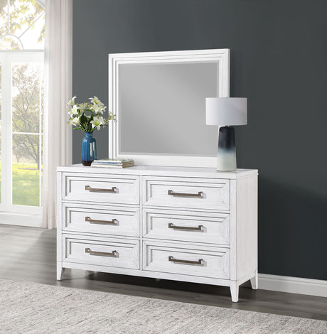 Marielle Distressed White Dresser and Mirror - Ornate Home