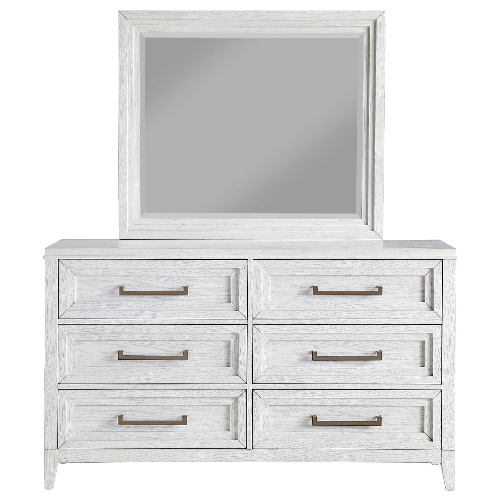 Marielle Distressed White Dresser and Mirror - Ornate Home