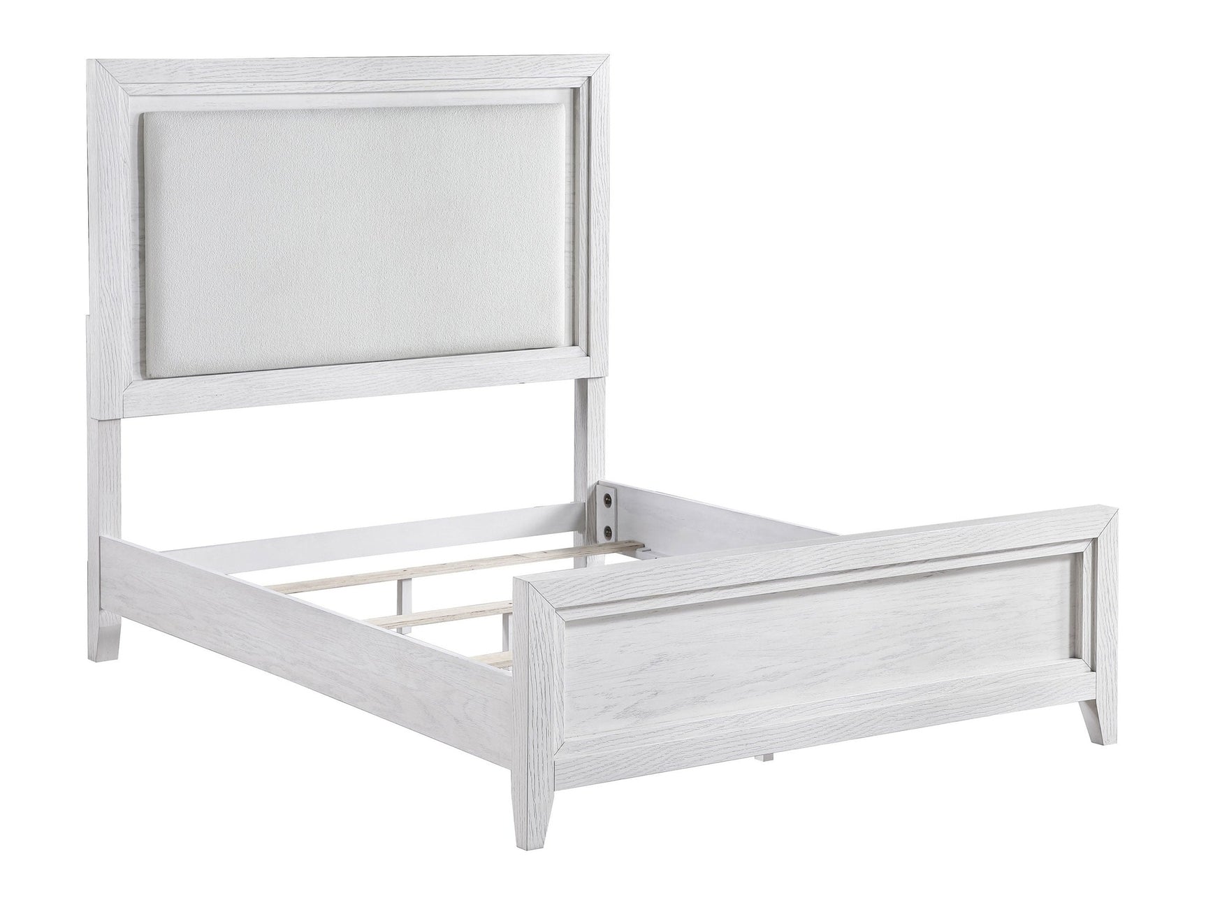 Marielle Distressed White Eastern King Panel Bed - Ornate Home