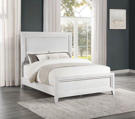 Marielle Distressed White Queen Panel Bed - Ornate Home