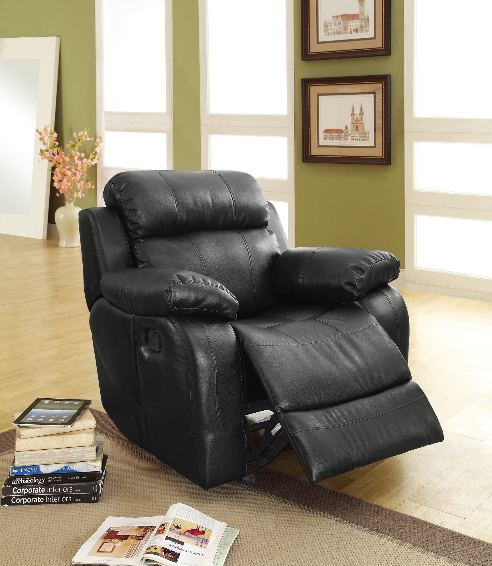 Marille Black Reclining Chair - Ornate Home