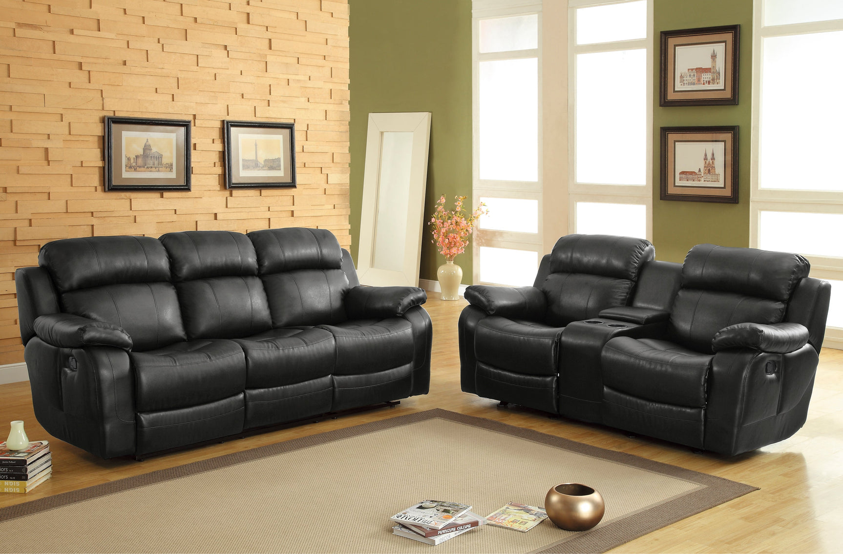 Marille Black Reclining Loveseat - Ornate Home