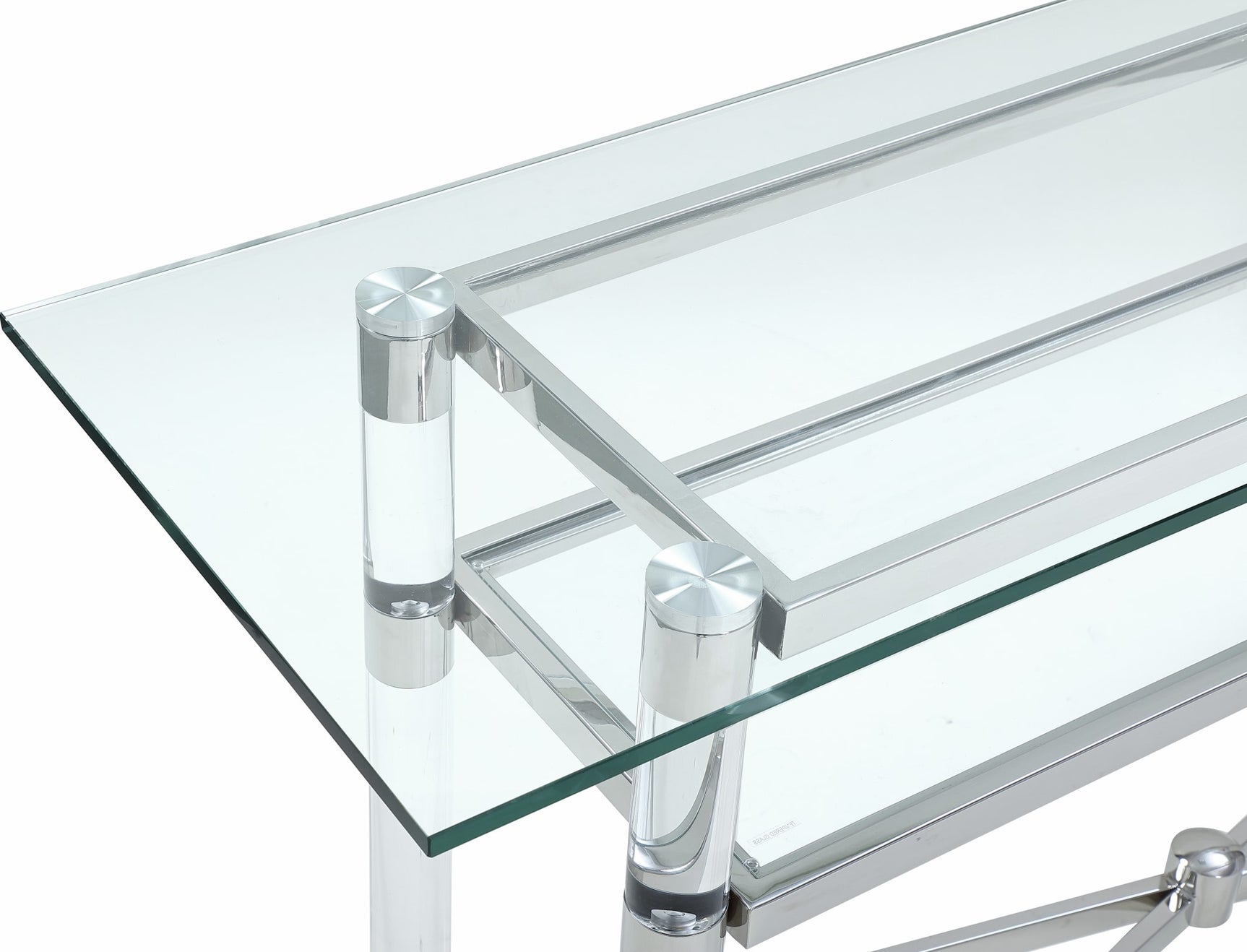 Marilyn Polished Stainless Steel/Clear Glass Top Dining Server - Ornate Home