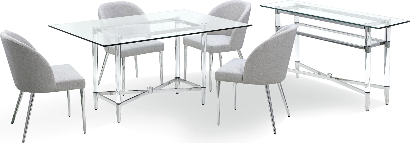 Marilyn Polished Stainless Steel/Clear Glass Top Dining Server - Ornate Home