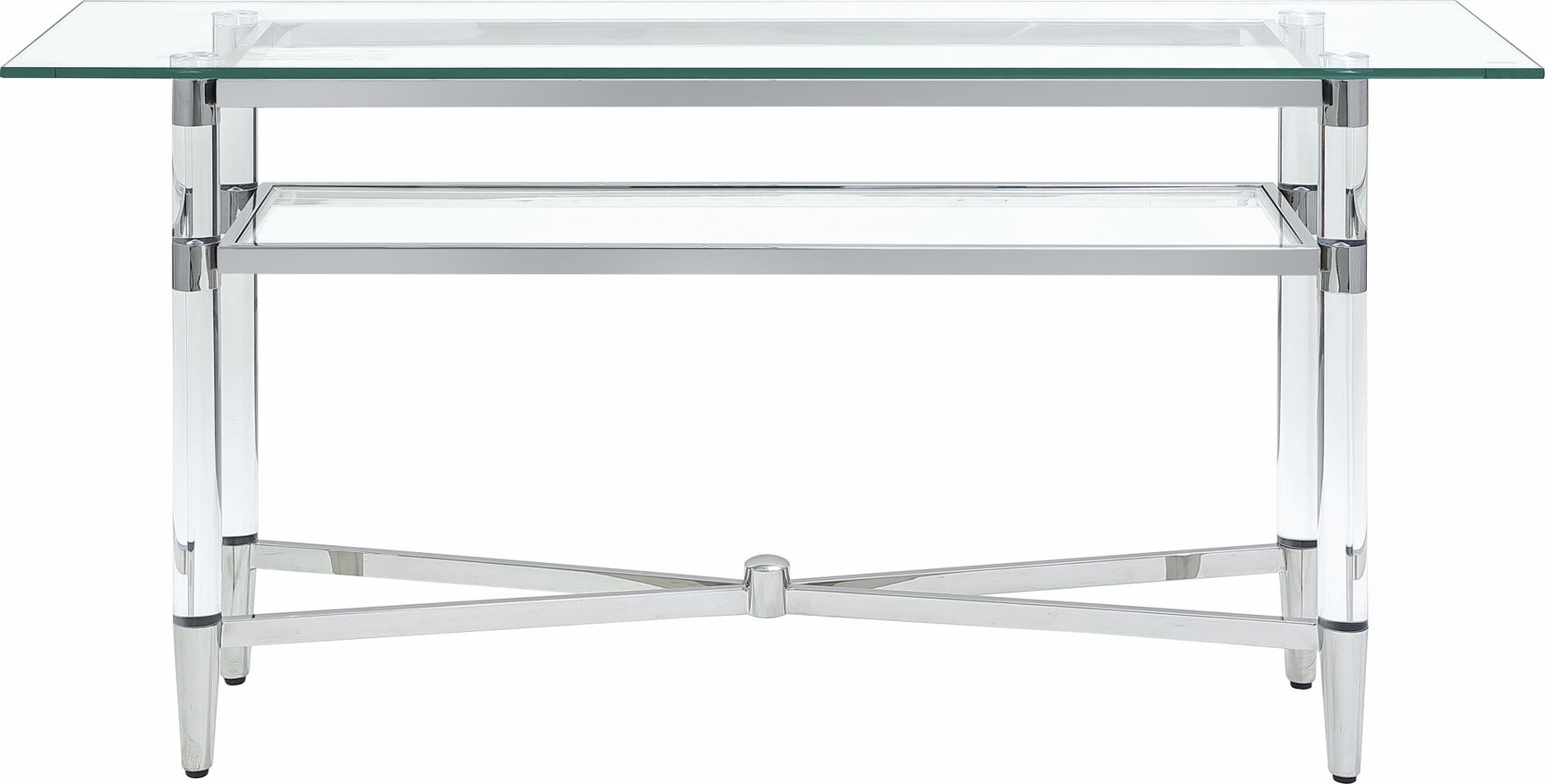 Marilyn Polished Stainless Steel/Clear Glass Top Dining Server - Ornate Home