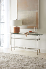 Marilyn Polished Stainless Steel/Clear Glass Top Dining Server - Ornate Home
