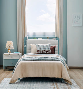Marin Light Blue Twin Bed With Headboard - Ornate Home
