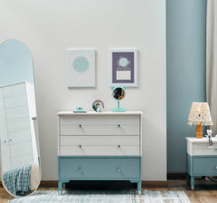 Marin Light Blue/White Chiffonier With Mirror - Ornate Home
