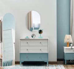 Marin Light Blue/White Chiffonier With Mirror - Ornate Home