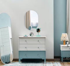 Marin Light Blue/White Chiffonier With Mirror - Ornate Home