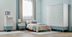 Marin Light Blue/White Kids Room Set (Twin Bed & Study Desk & Nightstand) - Ornate Home