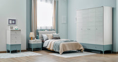 Marin Light Blue/White Kids Room Set (Twin Bed & Study Desk & Nightstand) - Ornate Home