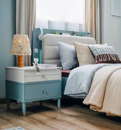 Marin Light Blue/White Kids Room Set (Twin Bed & Study Desk & Nightstand) - Ornate Home