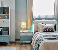 Marin Light Blue/White Kids Room Set (Twin Bed & Study Desk & Nightstand) - Ornate Home