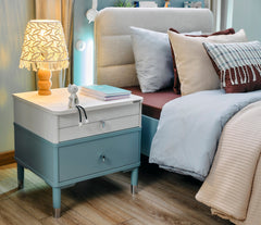 Marin Light Blue/White Kids Room Set (Twin Bed & Study Desk & Nightstand) - Ornate Home