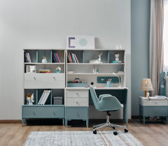 Marin Light Blue/White Study Desk With Top Module - Ornate Home