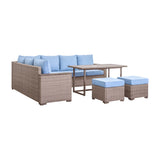 Marina Blue/Brown Outdoor Sectional Set - Ornate Home