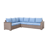 Marina Blue/Brown Outdoor Sectional Set - Ornate Home