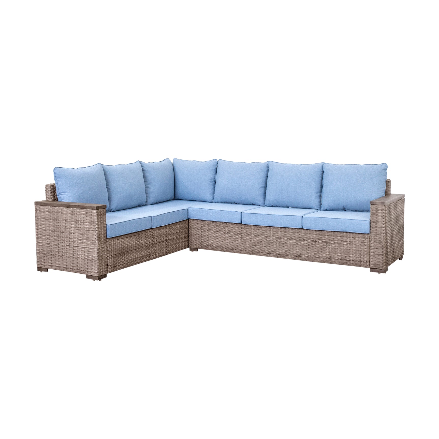 Marina Blue/Brown Outdoor Sectional Set - Ornate Home