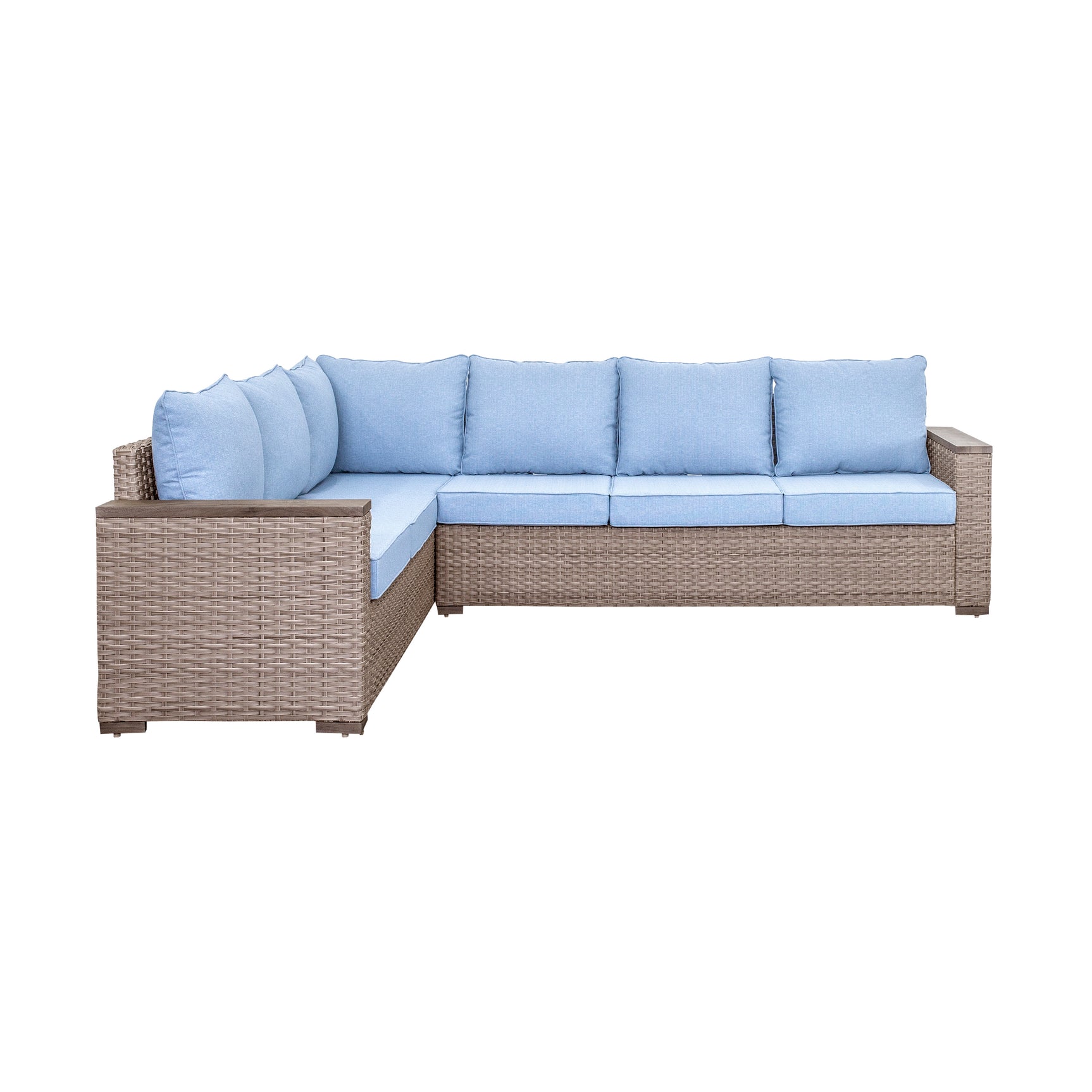 Marina Blue/Brown Outdoor Sectional Set - Ornate Home