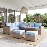 Marina Blue/Brown Outdoor Sectional Set - Ornate Home