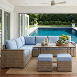 Marina Blue/Brown Outdoor Sectional Set - Ornate Home
