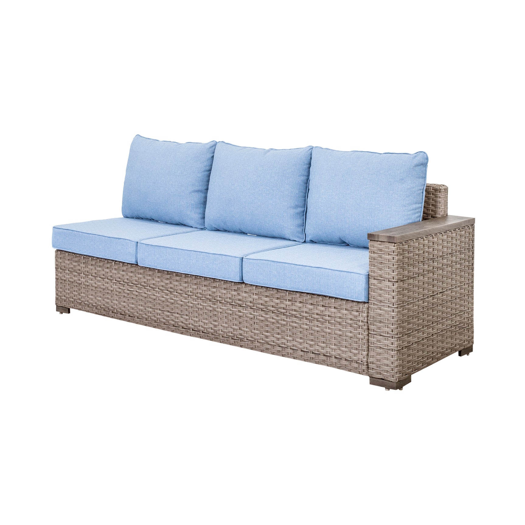 Marina Blue/Brown Outdoor Sectional Set - Ornate Home