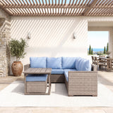 Marina Blue/Brown Outdoor Sectional Set - Ornate Home