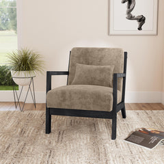 Marina Langley Cocoa/Brushed Espresso Finish Chair with Kidney Pillow - Ornate Home