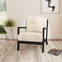 Marina Langley Cream/Brushed Espresso Finish Chair with Kidney Pillow - Ornate Home